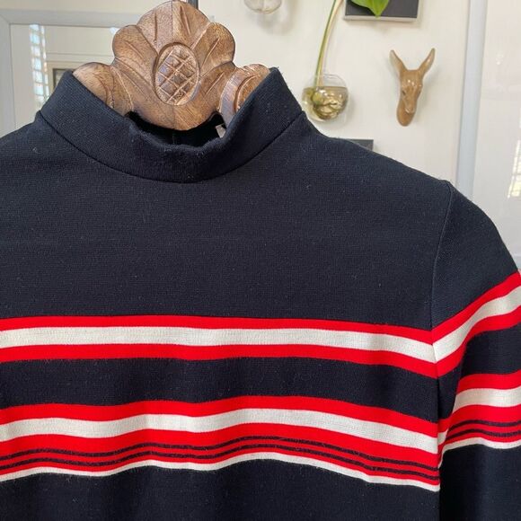 Vintage 70s Fire Islander Mock Neck Back Zip Top 11/12 M - Picture 2 of 6